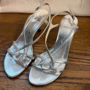 Stuart Weitzman strappy silver heels in women's size 8